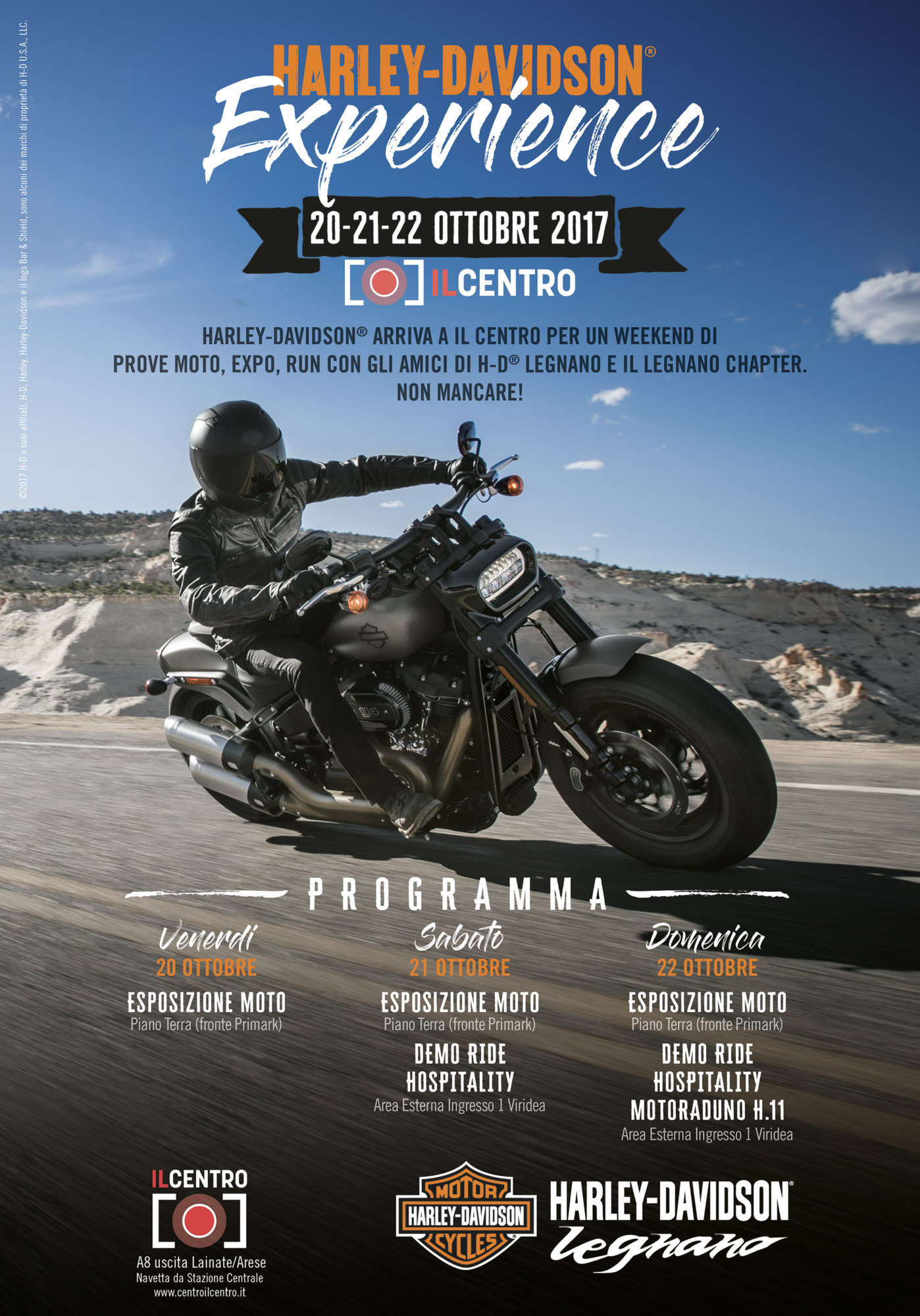 20-22 OTTOBRE A IL CENTRO: VIVI LA HARLEY-DAVIDSON EXPERIENCE E ASSAPORA IL GUSTO