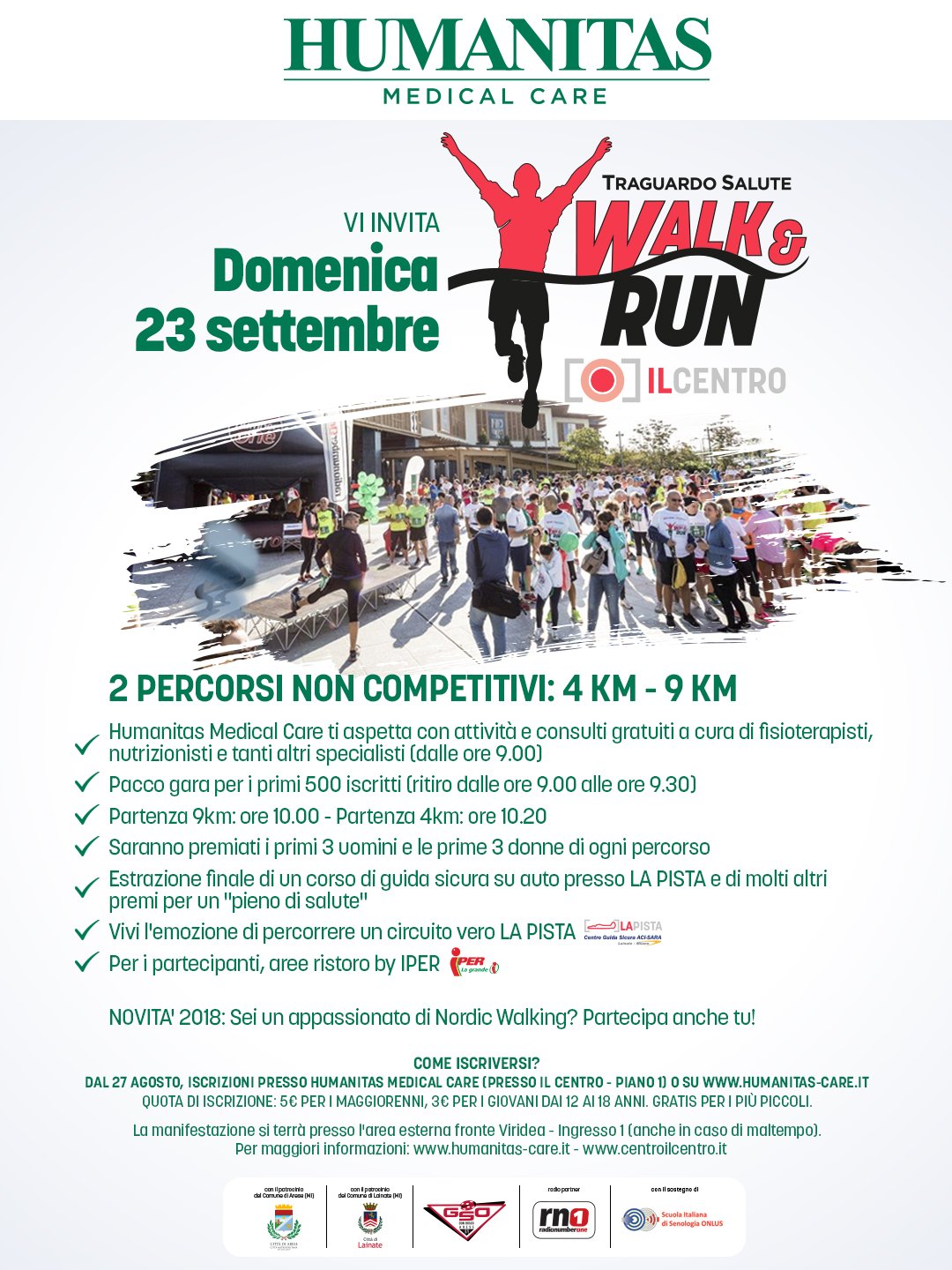 A IL CENTRO DI ARESE, SI CORRE INSIEME PER LA SECONDA EDIZIONE DELLA WALK & RUN