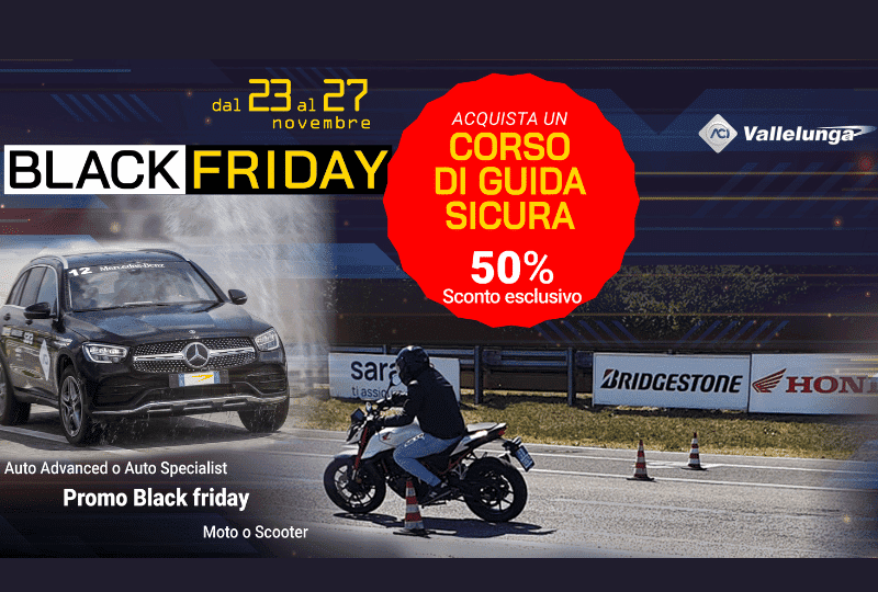 Black Friday – Sconto del 50% su Corsi di Guida Auto e Moto